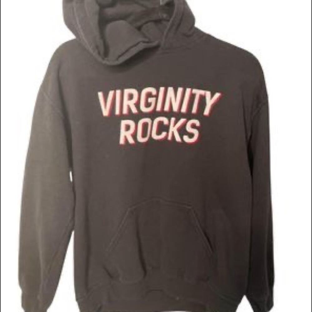 Danny Duncan Hoodie Mens M Black Graphic Virginity Rocks Long Sleeves Outdoor